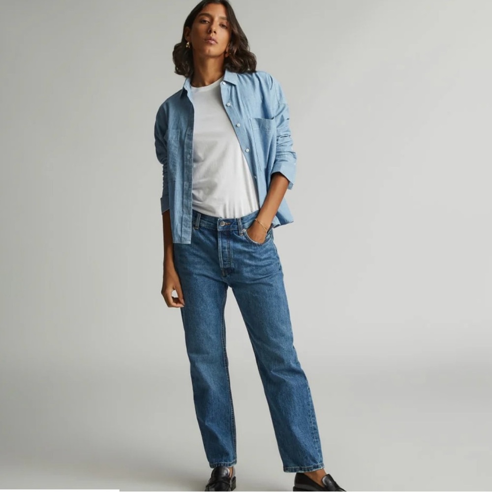 NWT! Everlane Relaxed Straight Jeans The Rigid Slouch Jeans- Washed Indigo -27 - Picture 10 of 12
